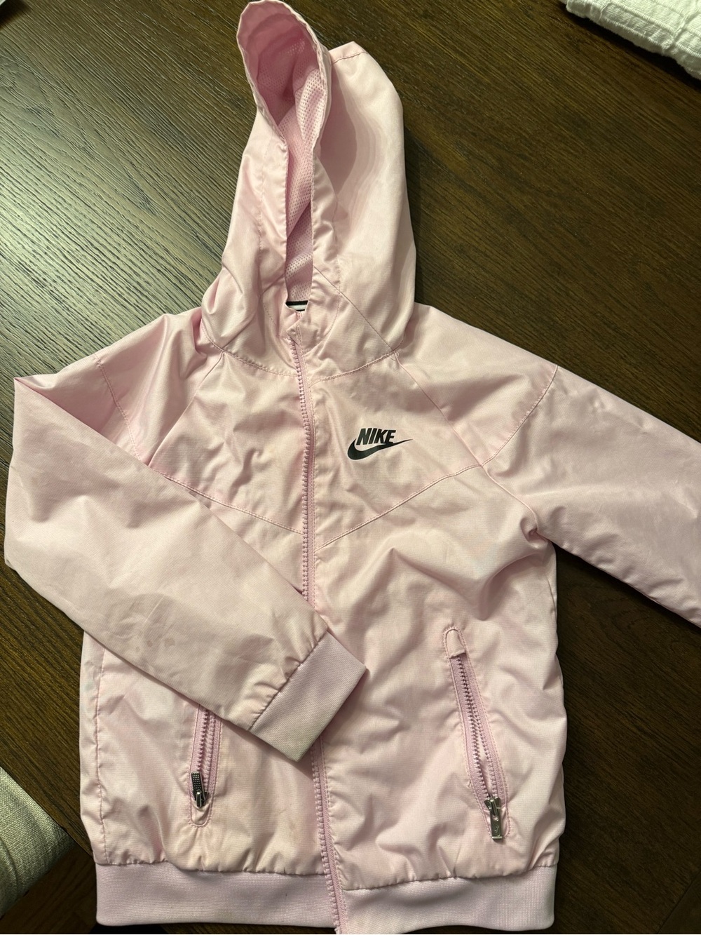 Nike Light Pink Hooded Kids Rain Jacket